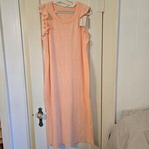 L Universal Thread Women's Flutter Cap Sleeve Maxi 100% Cotton Pullover Dress